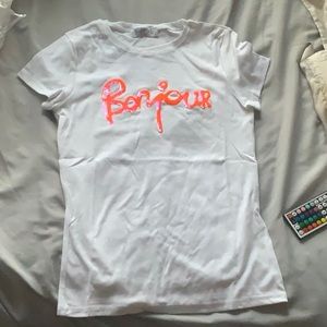 Swank A Posh Large White Bonjour Graphic T-Shirt